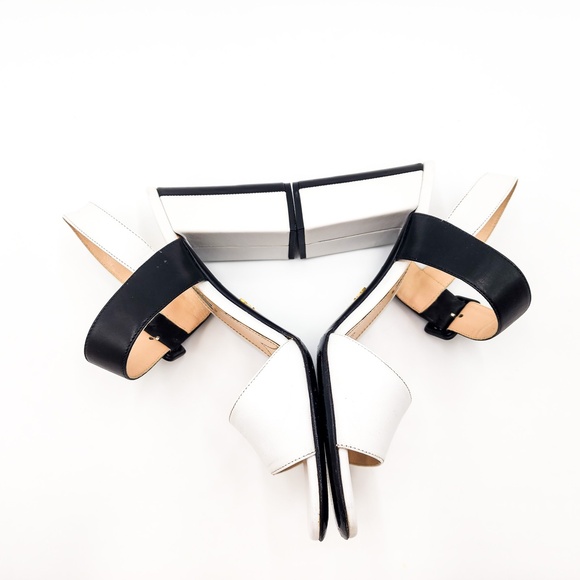 Prada Leather Mary Jane Black & White Designer Sandals Heels w.box EU 38 - Picture 7 of 9